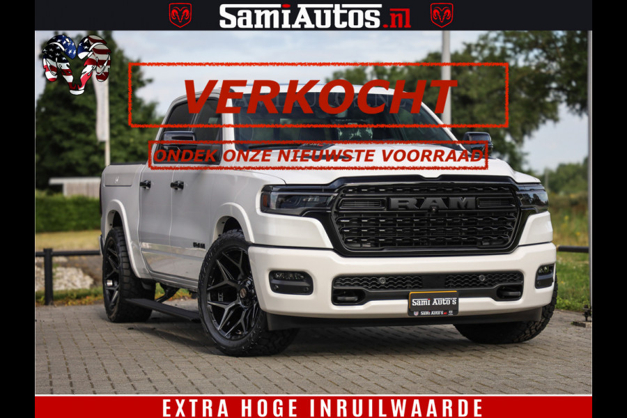 Dodge Ram Limited Night High Output 540HP 706Nm | Massage + Full Option | De Meest Luxe en Volle Pick-Up in zijn Klasse | Comfortabele Dubbele Cabine met Royale 5 Zitplaatsen | BPM vrij | Nu Leverbaar uit Voorraad | Voorraad Nr 2352 - 7649