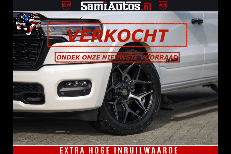 Dodge Ram Limited Night High Output 540HP 706Nm | Massage + Full Option | De Meest Luxe en Volle Pick-Up in zijn Klasse | Comfortabele Dubbele Cabine met Royale 5 Zitplaatsen | BPM vrij | Nu Leverbaar uit Voorraad | Voorraad Nr 2352 - 7649