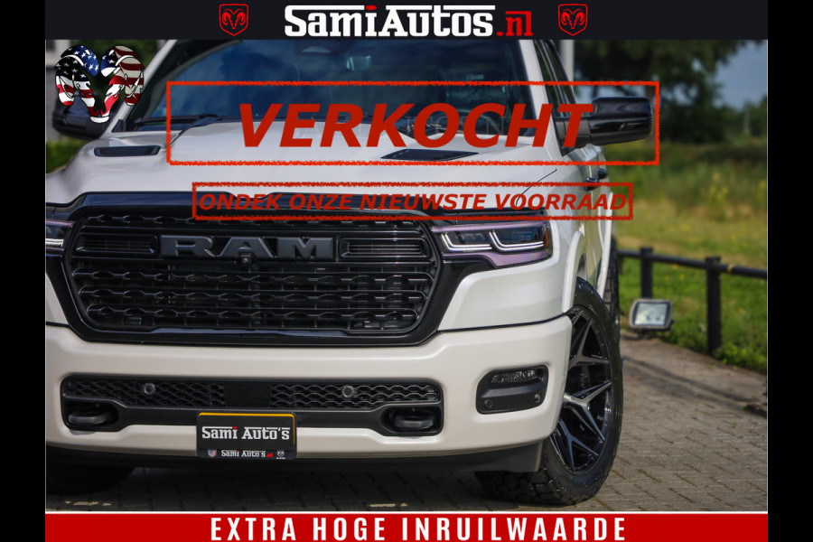 Dodge Ram Limited Night High Output 540HP 706Nm | Massage + Full Option | De Meest Luxe en Volle Pick-Up in zijn Klasse | Comfortabele Dubbele Cabine met Royale 5 Zitplaatsen | BPM vrij | Nu Leverbaar uit Voorraad | Voorraad Nr 2352 - 7649