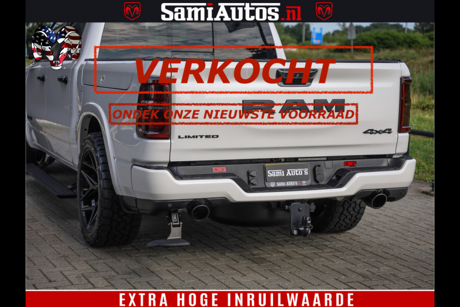 Dodge Ram Limited Night High Output 540HP 706Nm | Massage + Full Option | De Meest Luxe en Volle Pick-Up in zijn Klasse | Comfortabele Dubbele Cabine met Royale 5 Zitplaatsen | BPM vrij | Nu Leverbaar uit Voorraad | Voorraad Nr 2352 - 7649