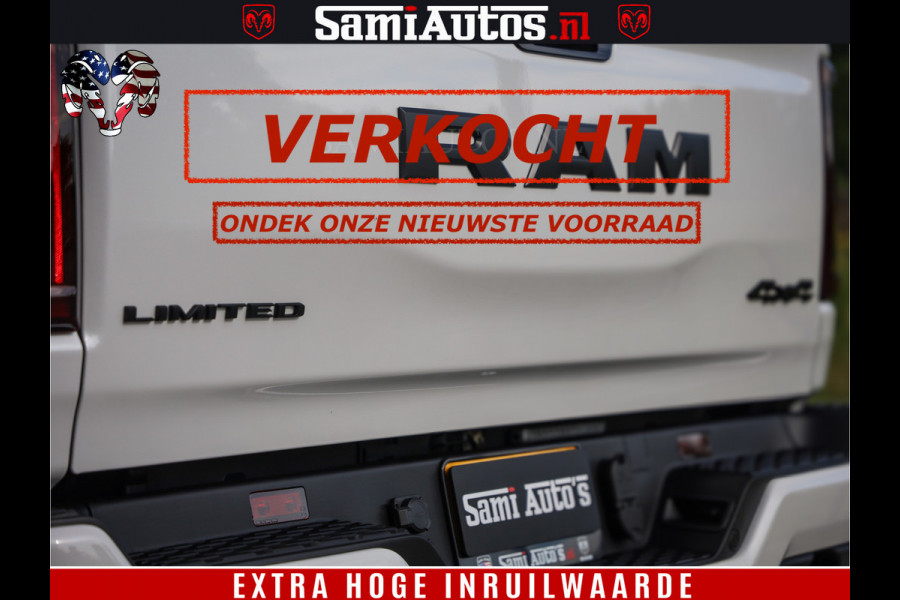 Dodge Ram Limited Night High Output 540HP 706Nm | Massage + Full Option | De Meest Luxe en Volle Pick-Up in zijn Klasse | Comfortabele Dubbele Cabine met Royale 5 Zitplaatsen | BPM vrij | Nu Leverbaar uit Voorraad | Voorraad Nr 2352 - 7649