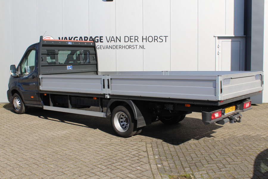 Ford Transit 350 2.0-165pk TDCI L5H1 Trend RWD Chassis enkele cabine met open laadbak AUTOMAAT ! Unieke bedrijfswagen ! Slechts 12.700km ! Airco, stoel-, spiegel- en voorraamverw., metallic lak, adapt. cruise cntrl, dodehoek assistent, camera, parkeersensoren voor, trekhaak etc.