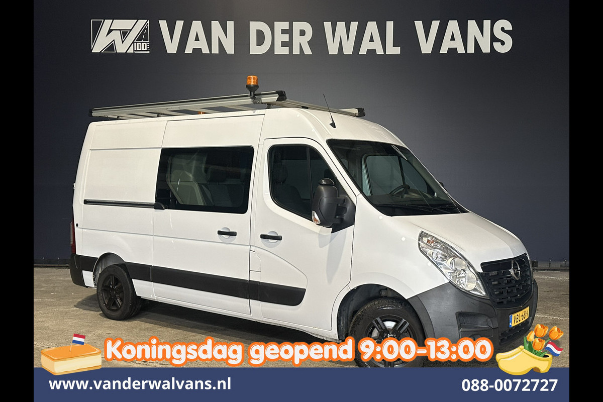 Opel Movano 2.3 Turbo 146pk L2H2 Dubbele cabine Euro6 Airco | Imperiaal | Omvormer | 2500kg Trekhaak | LM velgen Navigatie, Camera, Cruisecontrol, Parkeersensoren, 5-zits