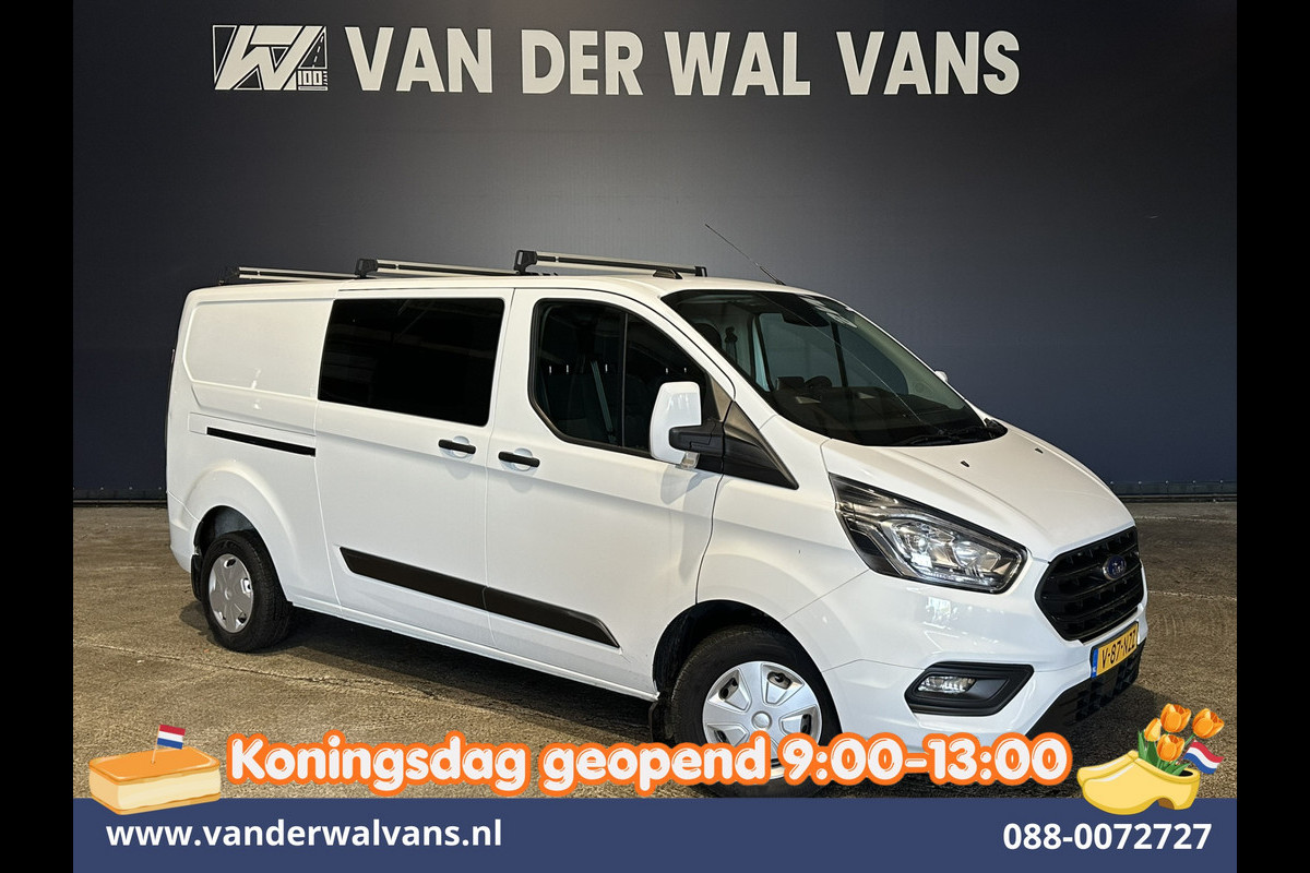 Ford Transit Custom 2.0 TDCI 170pk L2H1 Dubbele Cabine Euro6 Airco | 6-Zits | Camera | Navigatie | LED | Apple Carplay Android Auto, Cruisecontrol, Stoelverwarming, Verwarmde voorruit, Parkeersensoren, 2800kg trekvermogen, Dakdragers