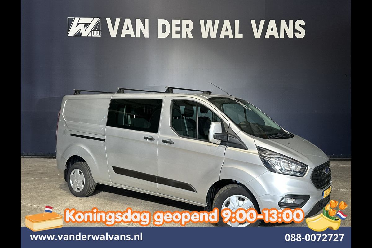 Ford Transit Custom 2.0 TDCI 131pk L2H1 Dubbele Cabine Euro6 Airco | 6-Zits | LED | Cruisecontrol | Verwarmde voorruit Parkeersensoren, Dakdragers, 2800kg trekvermogen