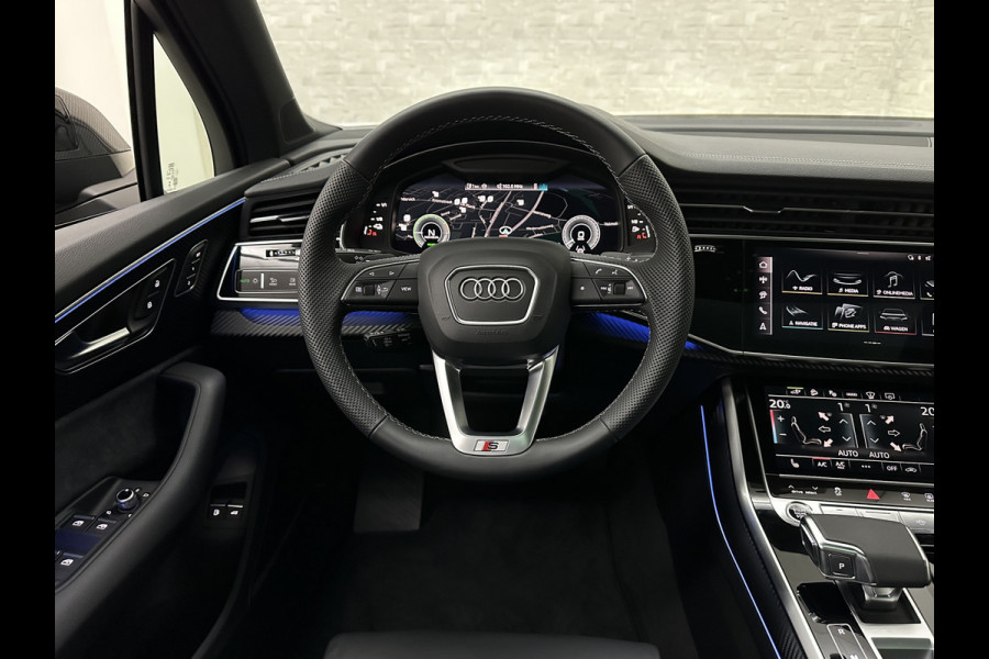 Audi Q7 60e 489pk S Competition RS-Seats | Carbon in/exterieur | B&O | Panorama | 360 Camera | Soft-Close | Head-Up | ACC | Matrix-LED | Keyless-Entry |  Lane & Side assist | Stuurwielverwarming | Alarm | 22" Audi Sport | Leder op Dashboard | Rijklaarprijs en fabrieksgarantie.