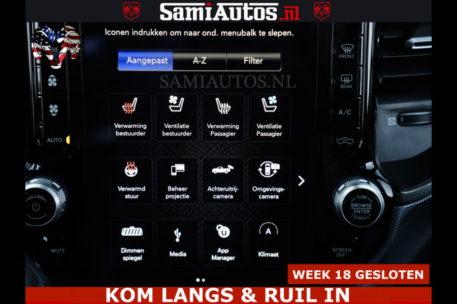 Dodge Ram HULK PACK LIMITED | 5.7 V8 | WIDE BODY | STRIPING | HUD | LUCHTVERING | OPEN UITLAAT KLEP | BOM VOL CREW CAB | DUBBELE CABINE | DC | 5 PERSOONS |