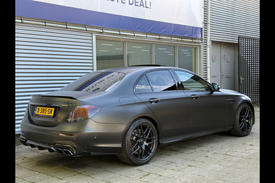 Mercedes-Benz E-Klasse AMG 63 4MATIC Premium Plus Downpipe 612pk+ l Headup l Matzwart Wrap l Burmester l Memory+Stoelkoeling l