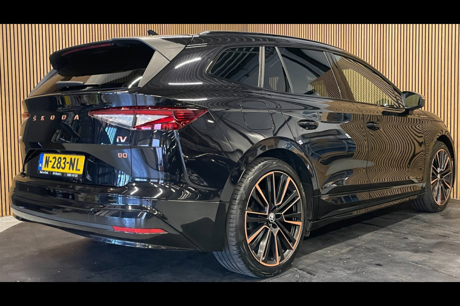 Škoda ENYAQ iV 80 Founders Edition Black|90% SOH|CRYSTAL FACE|LEDER|NAVI|CAMERA|STUURVERWARMING|NAP|NL-AUTO|1e EIGENAAR|INCL.BTW|