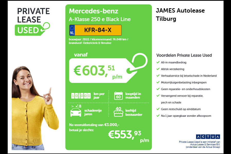 Mercedes-Benz A-Klasse 250 e Black Line WIDE-SCREEN | NAVI | STOF-LEDER