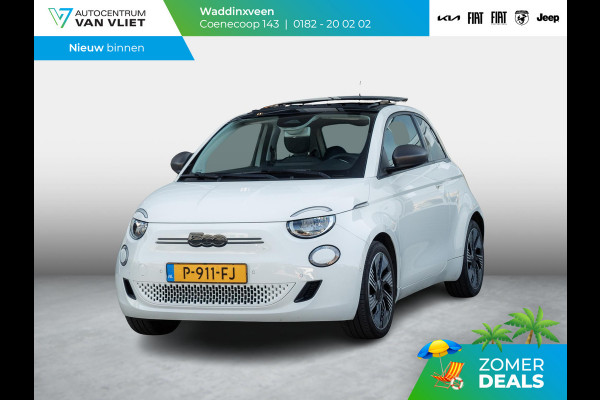Fiat 500E Icon 42 kWh | Clima | Cruise | Camera | 17" | Priv. Glass | Schuif/Kanteldak | Winter Pack | BSM | Apple Carplay l SOH 92,8%