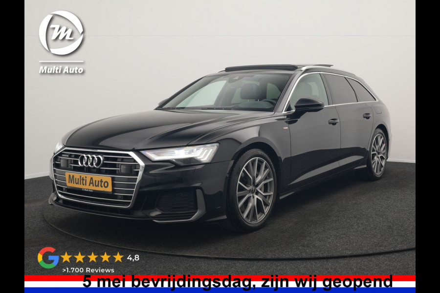 Audi A6 Avant 50 TFSI e Quattro 2x S Line PHEV 300pk Dealer O.H. | Trekhaak Af Fabriek | Panodak | Head Up | Adaptive Cruise | Matrix LED | Bang & Olufsen | Lederen Comfortzetels Memory & Ventilatie | Camera | Keyless | Blis | 20"L.M | Plug In Hybrid |