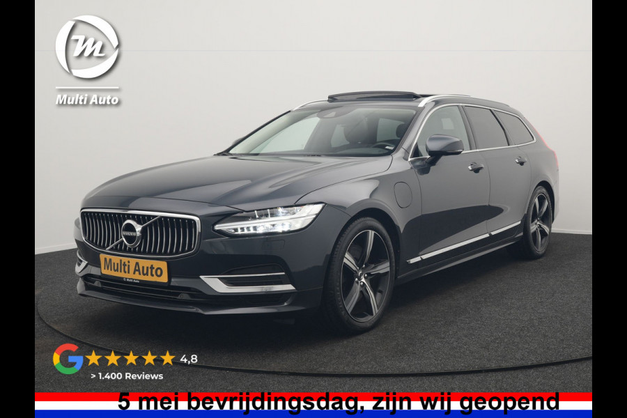 Volvo V90 T8 AWD Inscription PHEV 394pk Dealer O.H | Trekhaak af Fabriek | Panodak | Adaptive Cruise | Luxe Lederen Sportstoelen Memory | Pilot Assist | Camera | 19 "L.M | Apple Carplay | Plug In Hybrid