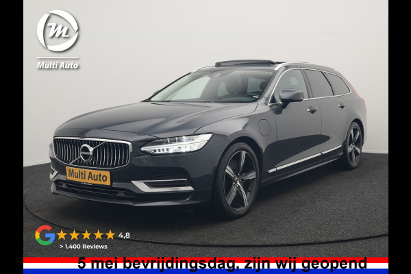 Volvo V90 T8 AWD Inscription PHEV 394pk Dealer O.H | Trekhaak af Fabriek | Panodak | Adaptive Cruise | Luxe Lederen Sportstoelen Memory | Pilot Assist | Camera | 19 "L.M | Apple Carplay | Plug In Hybrid