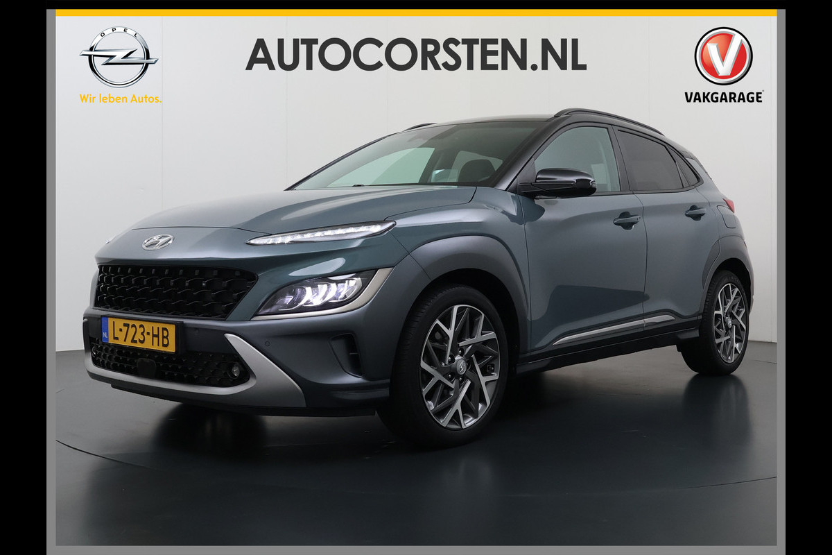 Hyundai Kona 1.6GDI HEV Hybride Premium Adap.Cruise Leder+Verwarming+Ventilatie Head-Up Display Camera Apple Carplay Android Auto Navi Ecc Pd Keyless Blind-Spot Lane Assist Achterbank+Stuur verwarming Krell®-Audio Isofix DAB Lmv 18" Dealeronderhouden 1e Eigenaar Origineel Nederlandse Auto
