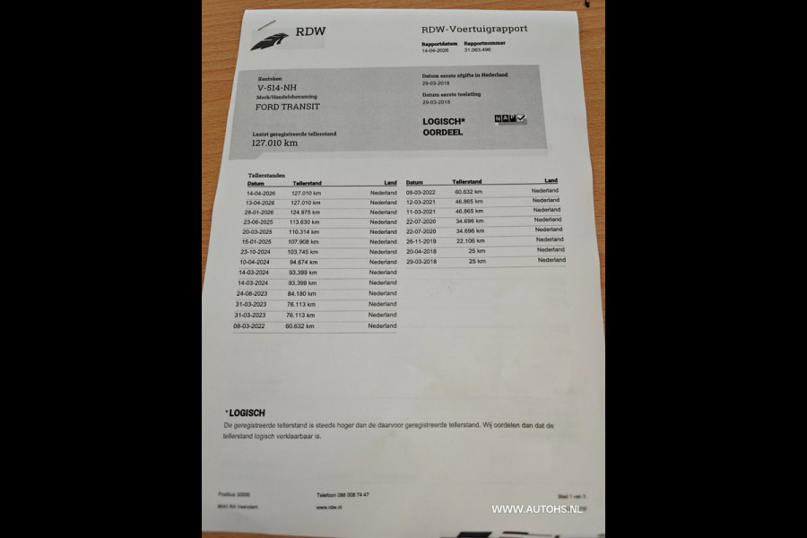 Ford Transit 350 2.0 TDCI L3H3 , euro 6 , 170 PK , 1e Eig. cruise , navi , camera , apk April 2027