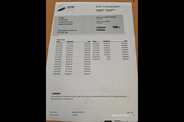 Ford Transit 350 2.0 TDCI L3H3 , euro 6 , 170 PK , 1e Eig. cruise , navi , camera , apk April 2027