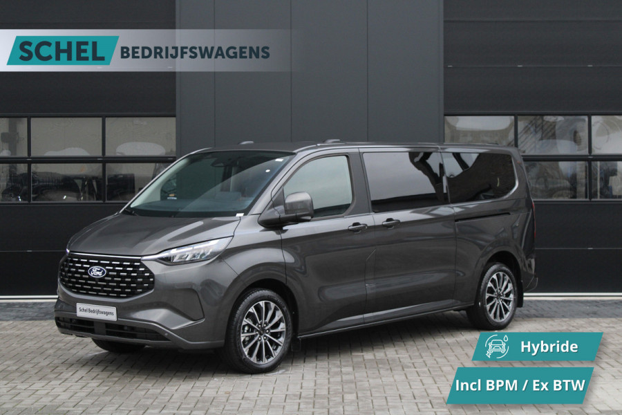 Ford Tourneo Custom 340 2.5 PHEV L2H1 Titanium X 232pk | 2x Schuifdeur | ACC | 360 camera | Leder | Navi | Verwarmd stuurwiel | 19" LM velgen