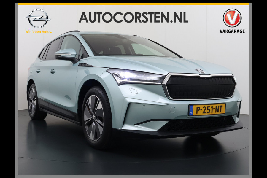 Škoda ENYAQ iV 60 Panoramadak Warmtepomp Trekhaak SOH 93% Elek.Stoel+Memory Navi 3-Zone Ecc 360°Camera Adap.Cruise Apple Carplay Android Auto Stoel+Stuurverwarming Lmv P Assist Keyless advanced Led Matrix Klimaat Plus Origineel Nederlandse Auto 1.000KG Trekgewicht