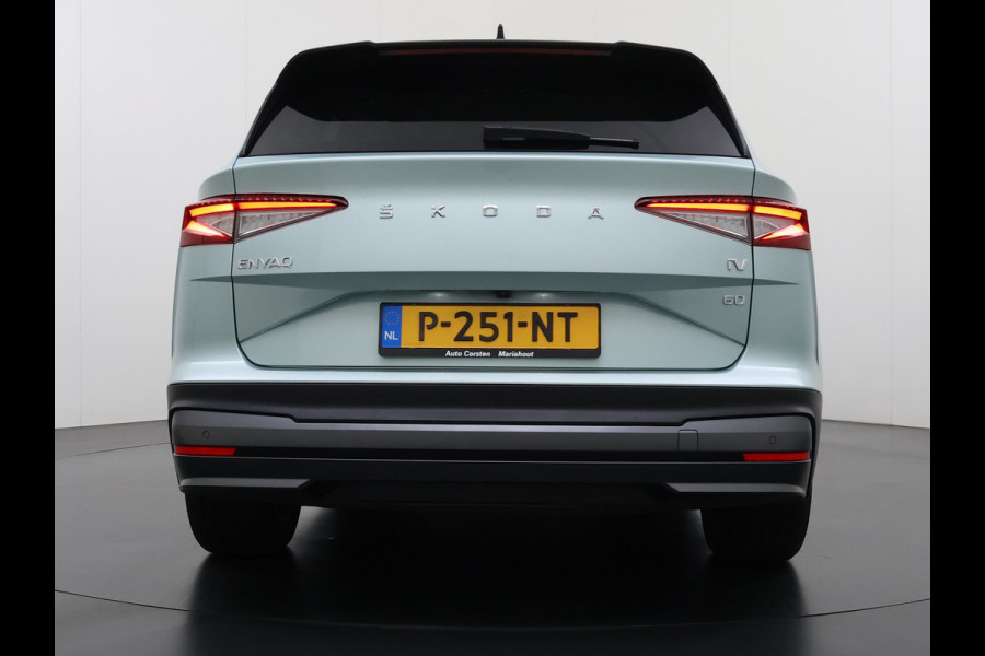 Škoda ENYAQ iV 60 Panoramadak Warmtepomp Trekhaak SOH 93% Elek.Stoel+Memory Navi 3-Zone Ecc 360°Camera Adap.Cruise Apple Carplay Android Auto Stoel+Stuurverwarming Lmv P Assist Keyless advanced Led Matrix Klimaat Plus Origineel Nederlandse Auto 1.000KG Trekgewicht