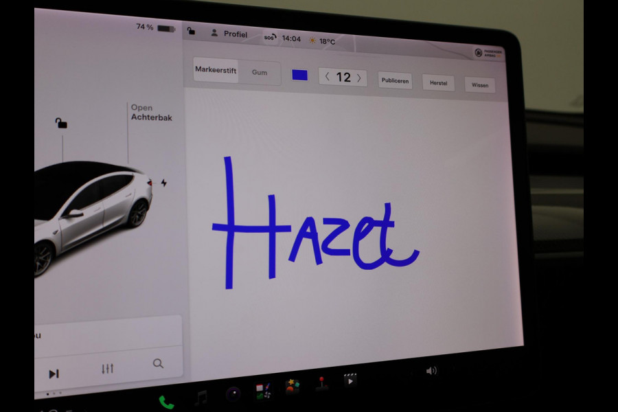 Tesla Model 3 LONG RANGE AWD 75 kWh + CARBON DASHBOARDINLEG | ZWART LEDER | STOELVERW. V+A