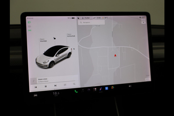 Tesla Model 3 LONG RANGE AWD 75 kWh + CARBON DASHBOARDINLEG | ZWART LEDER | STOELVERW. V+A