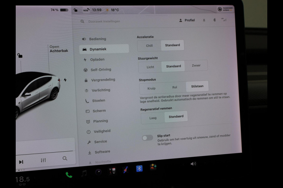 Tesla Model 3 LONG RANGE AWD 75 kWh + CARBON DASHBOARDINLEG | ZWART LEDER | STOELVERW. V+A