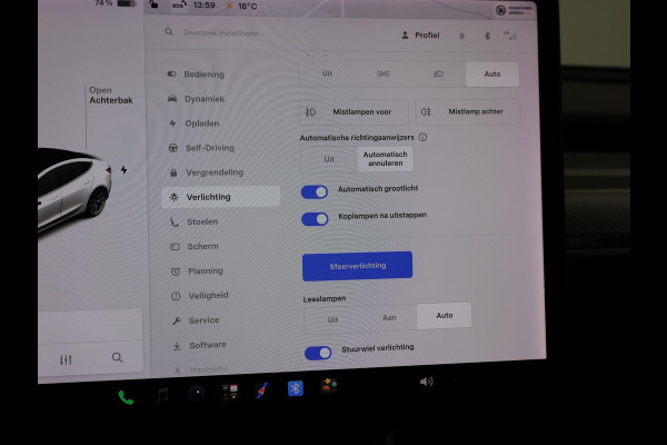 Tesla Model 3 LONG RANGE AWD 75 kWh + CARBON DASHBOARDINLEG | ZWART LEDER | STOELVERW. V+A
