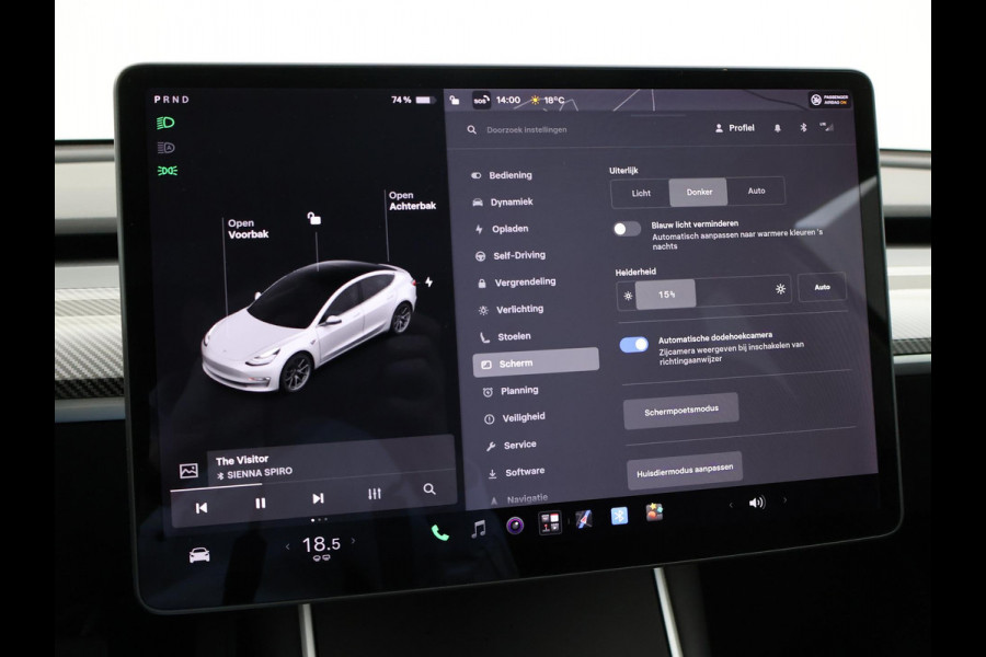 Tesla Model 3 LONG RANGE AWD 75 kWh + CARBON DASHBOARDINLEG | ZWART LEDER | STOELVERW. V+A