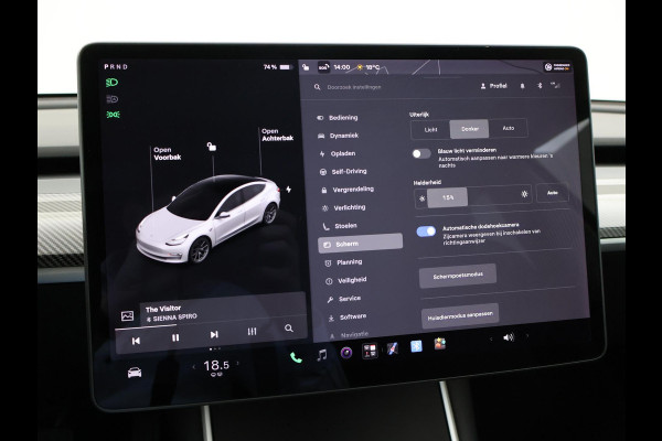 Tesla Model 3 LONG RANGE AWD 75 kWh + CARBON DASHBOARDINLEG | ZWART LEDER | STOELVERW. V+A