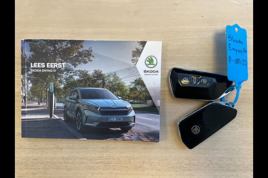 Škoda ENYAQ iV 80|91% SOH|GROTE ACCU|ELEK.TREKHAAK|STOEL+STUURVERWARMING|CAMERA|CARPLAY/ANDROID|NAVI|NL-AUTO|NAP|1e EIG.|INCL.BTW|