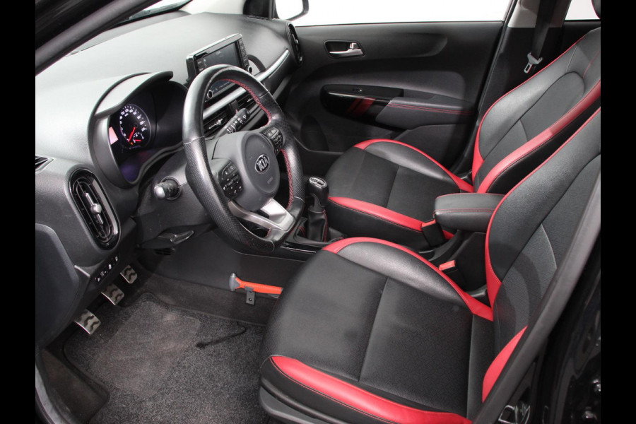 Kia Picanto 1.0 T-GDI 100pk ! GT-Line Leder Keyless Navigatie Apple Carplay/Android Auto Stoelverwarming Lichtmetalen Velgen Cruise Control Climate Control Camera Parkeer sensoren Bluetooth