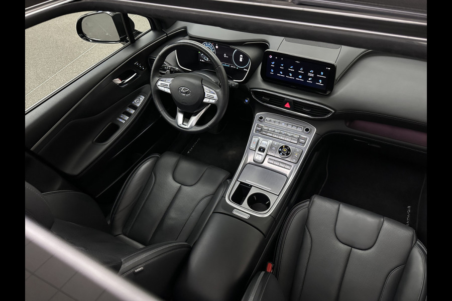 Hyundai Santa Fe 1.6 T-GDI PHEV Premium Plus Sky | Panorama | 360 Camera | ACC | 100% SOH | Krell-Sound | Head-Up | Stoelventilatie | Leder | Memory | Keyless-Entry | Stoelverwarming V+A | Stuurwielverwarming | Alcantara Hemel | Dodehoek | Lane Assist | Full-LED | 19 inch | Carplay | Zonwering | Getint Glas |