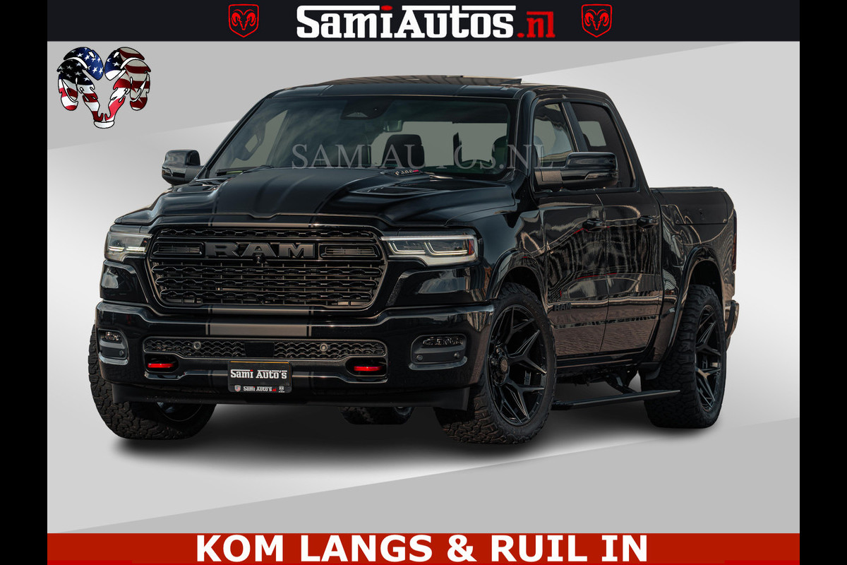 Dodge Ram Limited H.O 540PK 706Nm | Massage + Full Option | De Meest Luxe en Volle Pick-Up in zijn Klasse | Comfortabele Dubbele Cabine met Royale 5 Zitplaatsen | BPM vrij | Nu Leverbaar uit Voorraad | Voorraad Nr 2326 - 5169