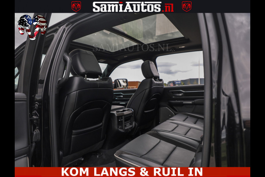 Dodge Ram NIGHT PREMIUM | 426PK | STRIPING | LUCHTVERING | HUD | PANO | 360 CAM | Full Option | LIMITED WHEELS | De Meest Luxe Pick-Up in  Comfortabele Dubbele Cabine met Royale 5 Zitplaatsen | EERSTE EIGENAAR | SMOKE PACK | BOM VOL |