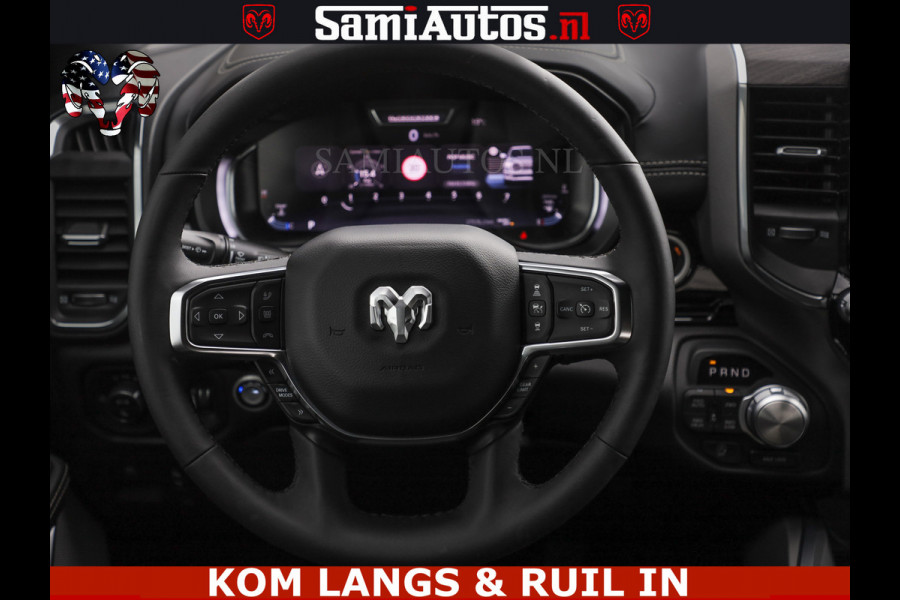 Dodge Ram NIGHT PREMIUM | 426PK | STRIPING | LUCHTVERING | HUD | PANO | 360 CAM | Full Option | LIMITED WHEELS | De Meest Luxe Pick-Up in  Comfortabele Dubbele Cabine met Royale 5 Zitplaatsen | EERSTE EIGENAAR | SMOKE PACK | BOM VOL |
