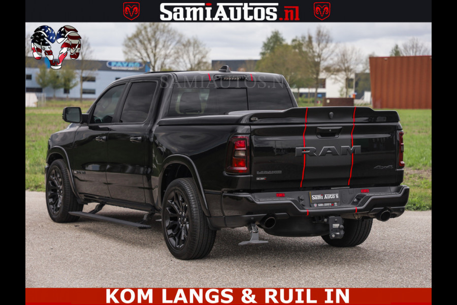 Dodge Ram NIGHT PREMIUM | 426PK | STRIPING | LUCHTVERING | HUD | PANO | 360 CAM | Full Option | LIMITED WHEELS | De Meest Luxe Pick-Up in  Comfortabele Dubbele Cabine met Royale 5 Zitplaatsen | EERSTE EIGENAAR | SMOKE PACK | BOM VOL |