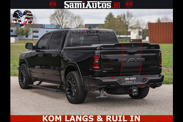 Dodge Ram NIGHT PREMIUM | 426PK | STRIPING | LUCHTVERING | HUD | PANO | 360 CAM | Full Option | LIMITED WHEELS | De Meest Luxe Pick-Up in  Comfortabele Dubbele Cabine met Royale 5 Zitplaatsen | EERSTE EIGENAAR | SMOKE PACK | BOM VOL |