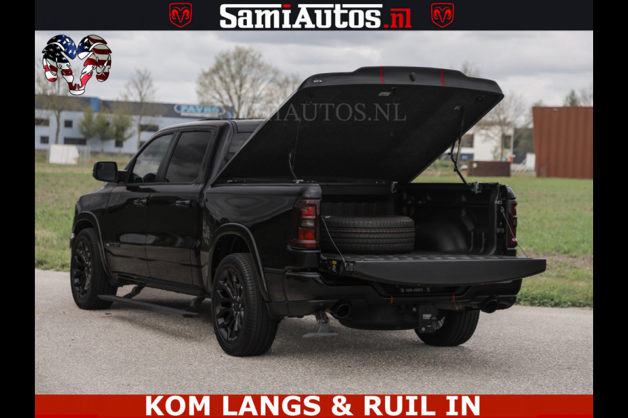 Dodge Ram NIGHT PREMIUM | 426PK | STRIPING | LUCHTVERING | HUD | PANO | 360 CAM | Full Option | LIMITED WHEELS | De Meest Luxe Pick-Up in  Comfortabele Dubbele Cabine met Royale 5 Zitplaatsen | EERSTE EIGENAAR | SMOKE PACK | BOM VOL |