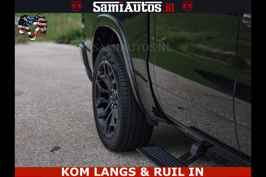 Dodge Ram NIGHT PREMIUM | 426PK | STRIPING | LUCHTVERING | HUD | PANO | 360 CAM | Full Option | LIMITED WHEELS | De Meest Luxe Pick-Up in  Comfortabele Dubbele Cabine met Royale 5 Zitplaatsen | EERSTE EIGENAAR | SMOKE PACK | BOM VOL |