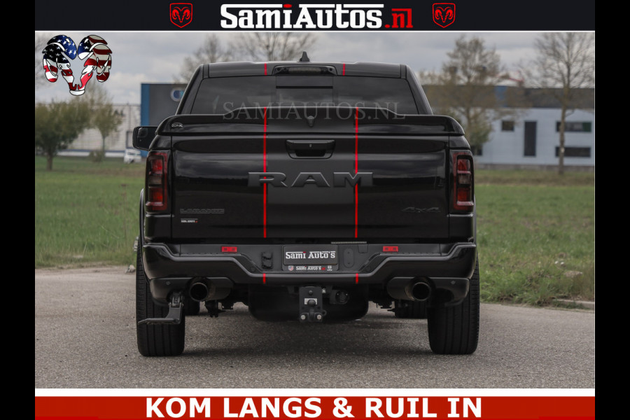 Dodge Ram NIGHT PREMIUM | 426PK | STRIPING | LUCHTVERING | HUD | PANO | 360 CAM | Full Option | LIMITED WHEELS | De Meest Luxe Pick-Up in  Comfortabele Dubbele Cabine met Royale 5 Zitplaatsen | EERSTE EIGENAAR | SMOKE PACK | BOM VOL |