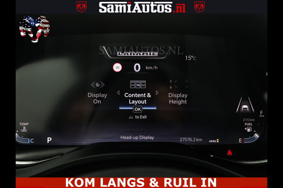 Dodge Ram NIGHT PREMIUM | 426PK | STRIPING | LUCHTVERING | HUD | PANO | 360 CAM | Full Option | LIMITED WHEELS | De Meest Luxe Pick-Up in  Comfortabele Dubbele Cabine met Royale 5 Zitplaatsen | EERSTE EIGENAAR | SMOKE PACK | BOM VOL |