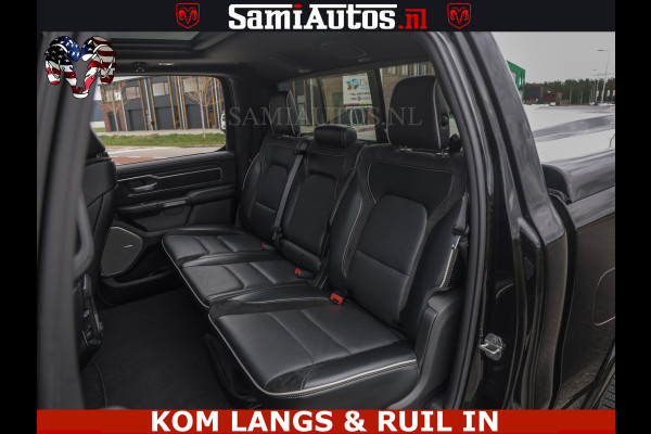 Dodge Ram NIGHT PREMIUM | 426PK | STRIPING | LUCHTVERING | HUD | PANO | 360 CAM | Full Option | LIMITED WHEELS | De Meest Luxe Pick-Up in  Comfortabele Dubbele Cabine met Royale 5 Zitplaatsen | EERSTE EIGENAAR | SMOKE PACK | BOM VOL |
