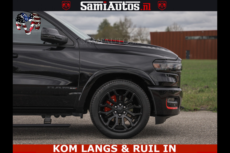 Dodge Ram NIGHT PREMIUM | 426PK | STRIPING | LUCHTVERING | HUD | PANO | 360 CAM | Full Option | LIMITED WHEELS | De Meest Luxe Pick-Up in  Comfortabele Dubbele Cabine met Royale 5 Zitplaatsen | EERSTE EIGENAAR | SMOKE PACK | BOM VOL |