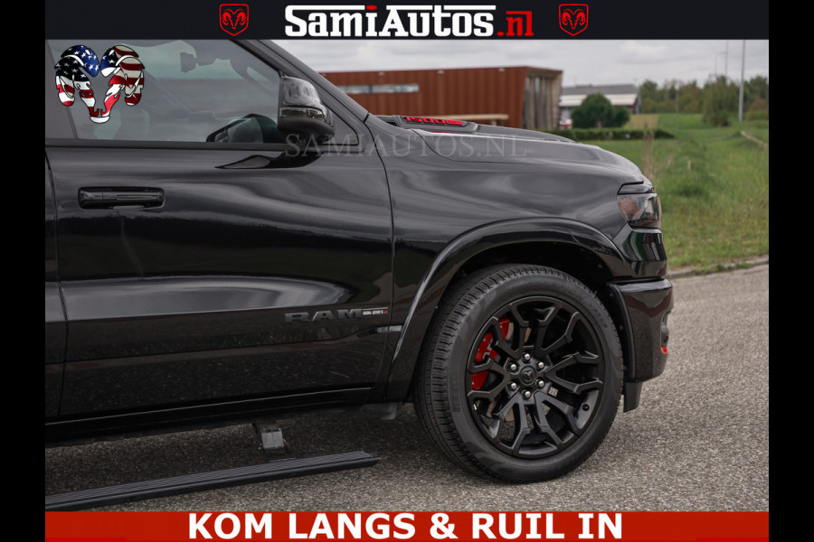 Dodge Ram NIGHT PREMIUM | 426PK | STRIPING | LUCHTVERING | HUD | PANO | 360 CAM | Full Option | LIMITED WHEELS | De Meest Luxe Pick-Up in  Comfortabele Dubbele Cabine met Royale 5 Zitplaatsen | EERSTE EIGENAAR | SMOKE PACK | BOM VOL |