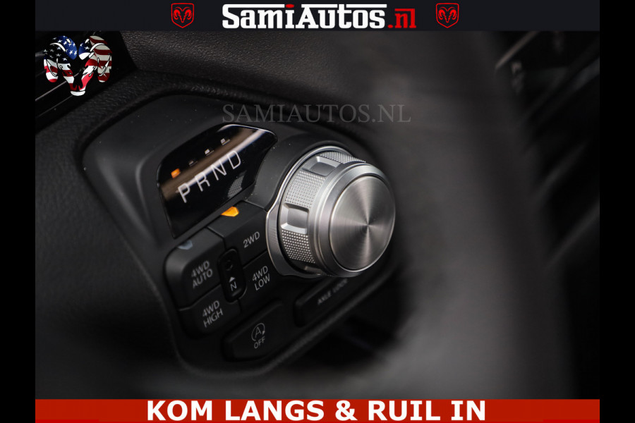 Dodge Ram NIGHT PREMIUM | 426PK | STRIPING | LUCHTVERING | HUD | PANO | 360 CAM | Full Option | LIMITED WHEELS | De Meest Luxe Pick-Up in  Comfortabele Dubbele Cabine met Royale 5 Zitplaatsen | EERSTE EIGENAAR | SMOKE PACK | BOM VOL |