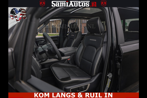 Dodge Ram NIGHT PREMIUM | 426PK | STRIPING | LUCHTVERING | HUD | PANO | 360 CAM | Full Option | LIMITED WHEELS | De Meest Luxe Pick-Up in  Comfortabele Dubbele Cabine met Royale 5 Zitplaatsen | EERSTE EIGENAAR | SMOKE PACK | BOM VOL |