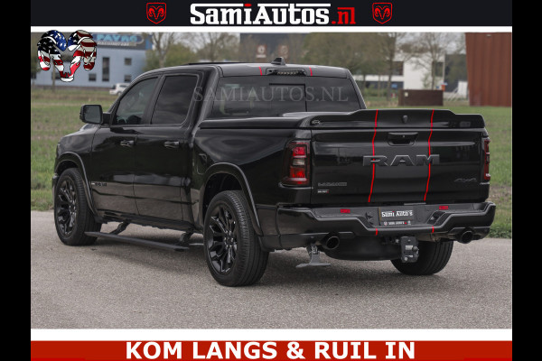 Dodge Ram NIGHT PREMIUM | 426PK | STRIPING | LUCHTVERING | HUD | PANO | 360 CAM | Full Option | LIMITED WHEELS | De Meest Luxe Pick-Up in  Comfortabele Dubbele Cabine met Royale 5 Zitplaatsen | EERSTE EIGENAAR | SMOKE PACK | BOM VOL |