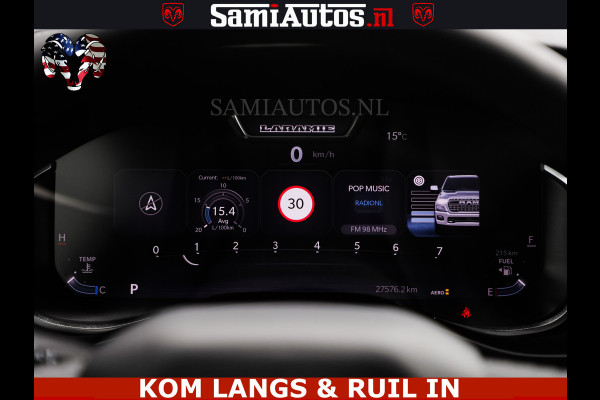 Dodge Ram NIGHT PREMIUM | 426PK | STRIPING | LUCHTVERING | HUD | PANO | 360 CAM | Full Option | LIMITED WHEELS | De Meest Luxe Pick-Up in  Comfortabele Dubbele Cabine met Royale 5 Zitplaatsen | EERSTE EIGENAAR | SMOKE PACK | BOM VOL |
