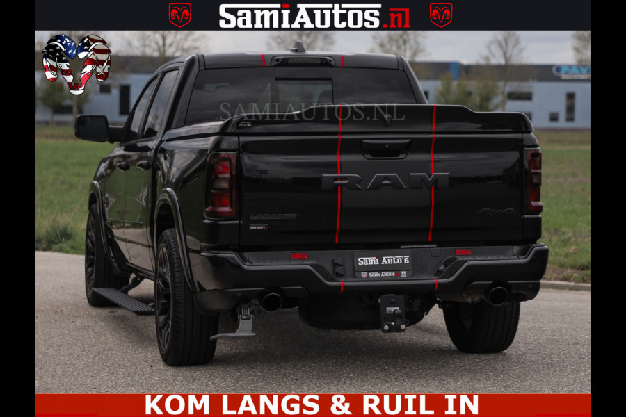 Dodge Ram NIGHT PREMIUM | 426PK | STRIPING | LUCHTVERING | HUD | PANO | 360 CAM | Full Option | LIMITED WHEELS | De Meest Luxe Pick-Up in  Comfortabele Dubbele Cabine met Royale 5 Zitplaatsen | EERSTE EIGENAAR | SMOKE PACK | BOM VOL |